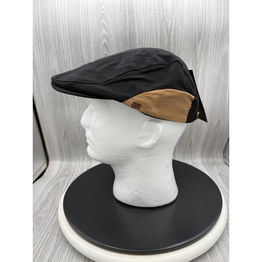 Frye Company Mens Two-Tone Flat Cap Black Tan Ivy Driver Hat One Size Cabbie